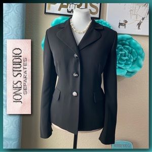 Jones Studio Separates Black Single Breasted Three Button Blazer/Jacket 
Size 12
